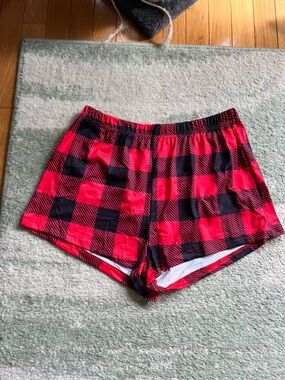 Red and Black Buffalo Plaid Lounge Shorts